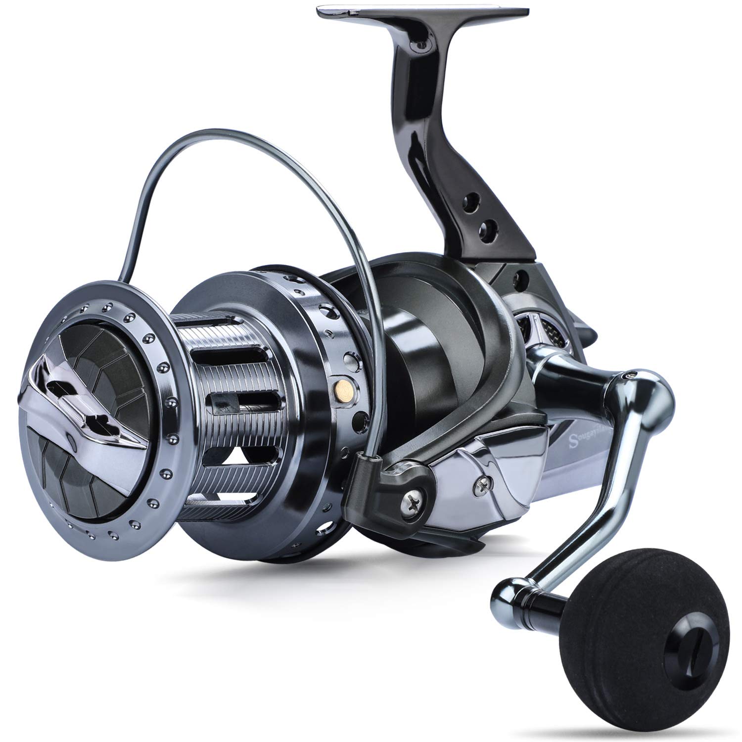 Sougayilang Carp Fishing Reel 10000 Surf Fishing Reel, 10 + 1 Stainless Steel BB Ultra Smooth Powerful with CNC Aluminium Spool Spinning Fishing Reels for Saltwater Freshwater Fishing