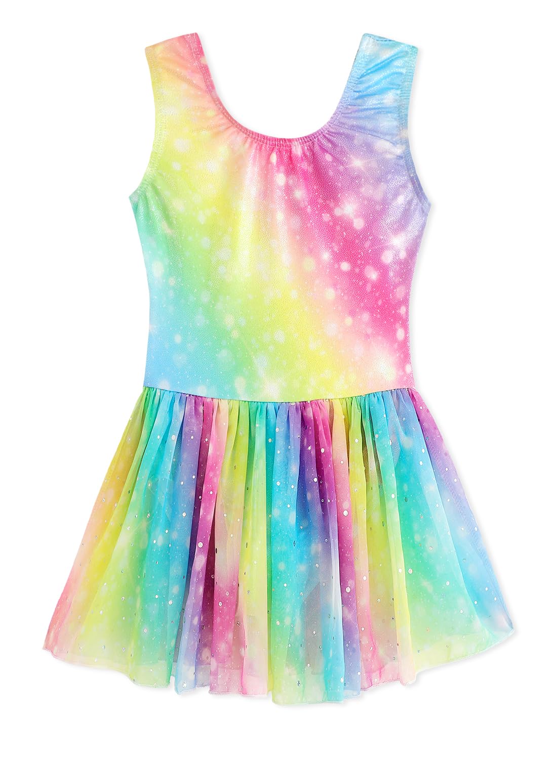 Photo 1 of EQSJIU Praise Dance Dresses Rainbow Multicolored Ballet Accessories for Girls 5t 5-6 Years Size 5/6x Leotard with Skirt