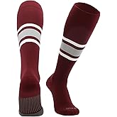 MadSportsStuff Softball Baseball Socks - White & Team Colors | Dugout 3 Stripe Over the Calf | Made in the USA