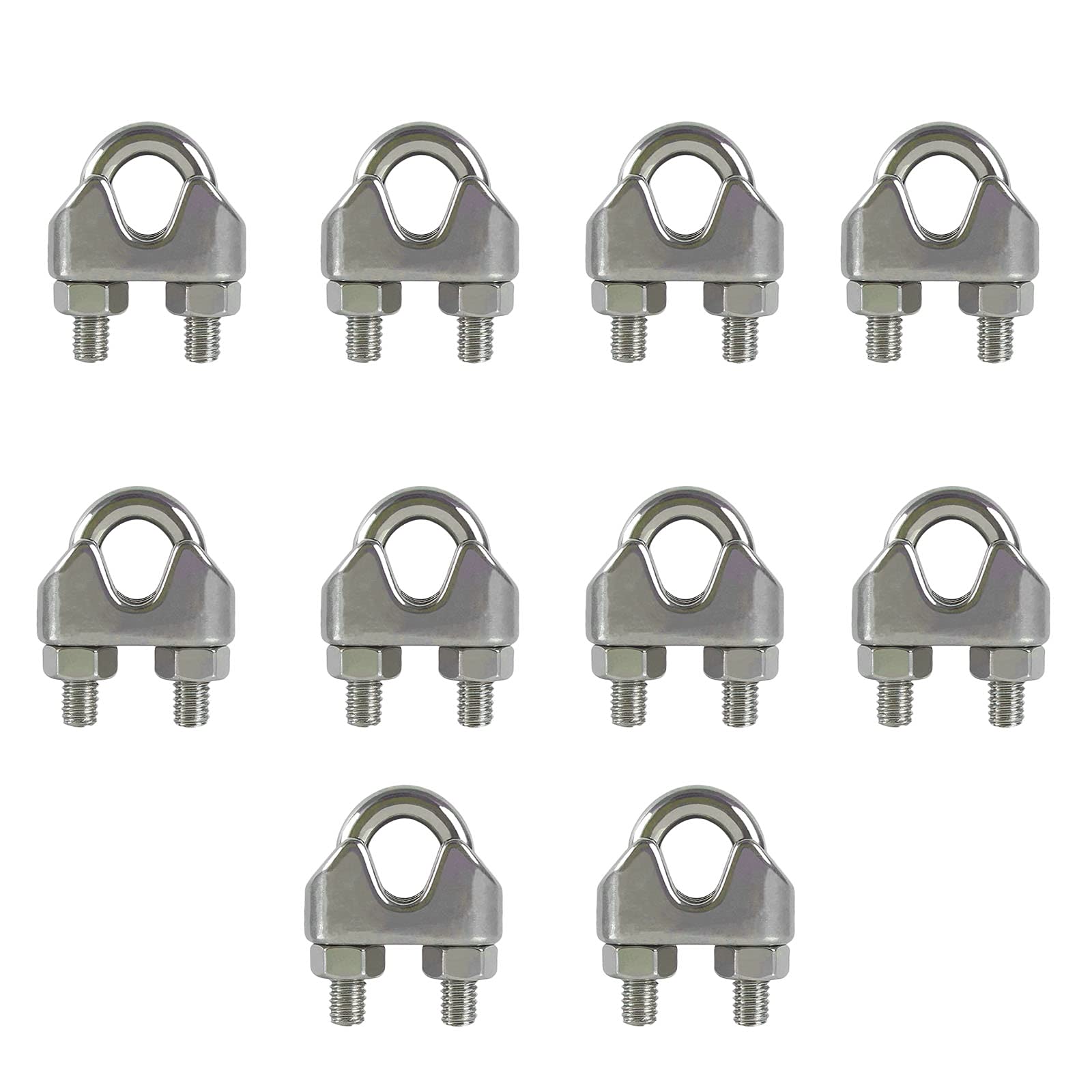 GASOE 10PCS M8 Wire Rope Clip Cable Clamp for Ø 8mm (5/16") Stainless Steel U Bolt Saddle Clamp