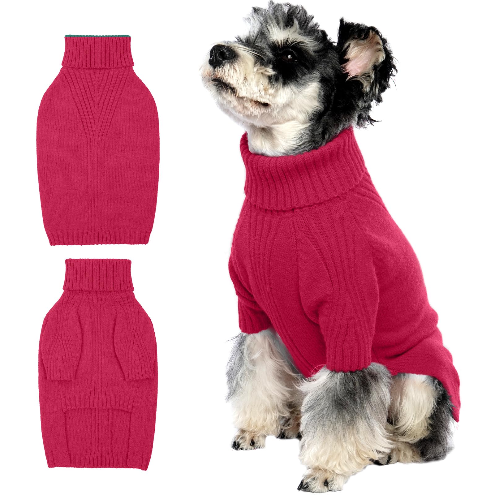 IECOii Dog Jumper Medium,Doggie Sweater Medium Size Dog Girl Boy,Turtleneck Thick Warm Medium Dog Jumper,Fall Cold Pet Outfit for Christmas Dog Winter Knitted Clothes for French Bulldog Boston Terrier — image 1