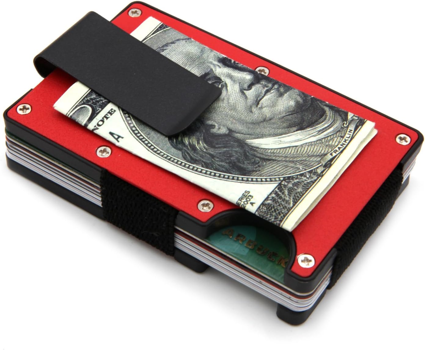 Minimalist Slim Wallet - RFID BLOCKING Money Clip (Red)