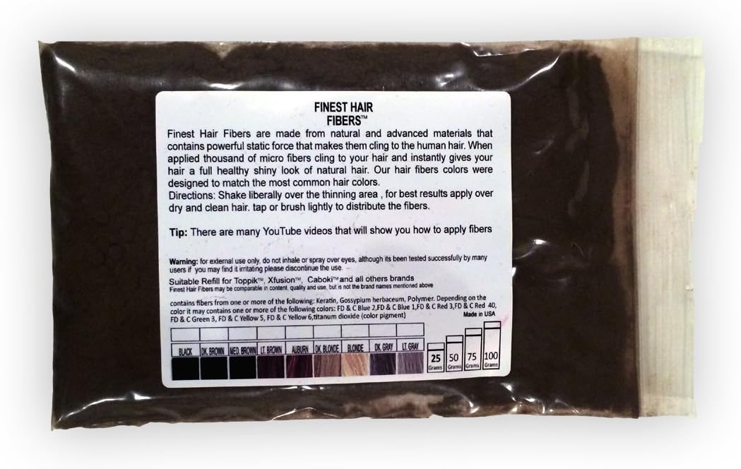 Finest Hair Original MEDIUM BROWN Hair Fibers Refill 50g Best Hair Loss Concealer Made in USA Instant Results
