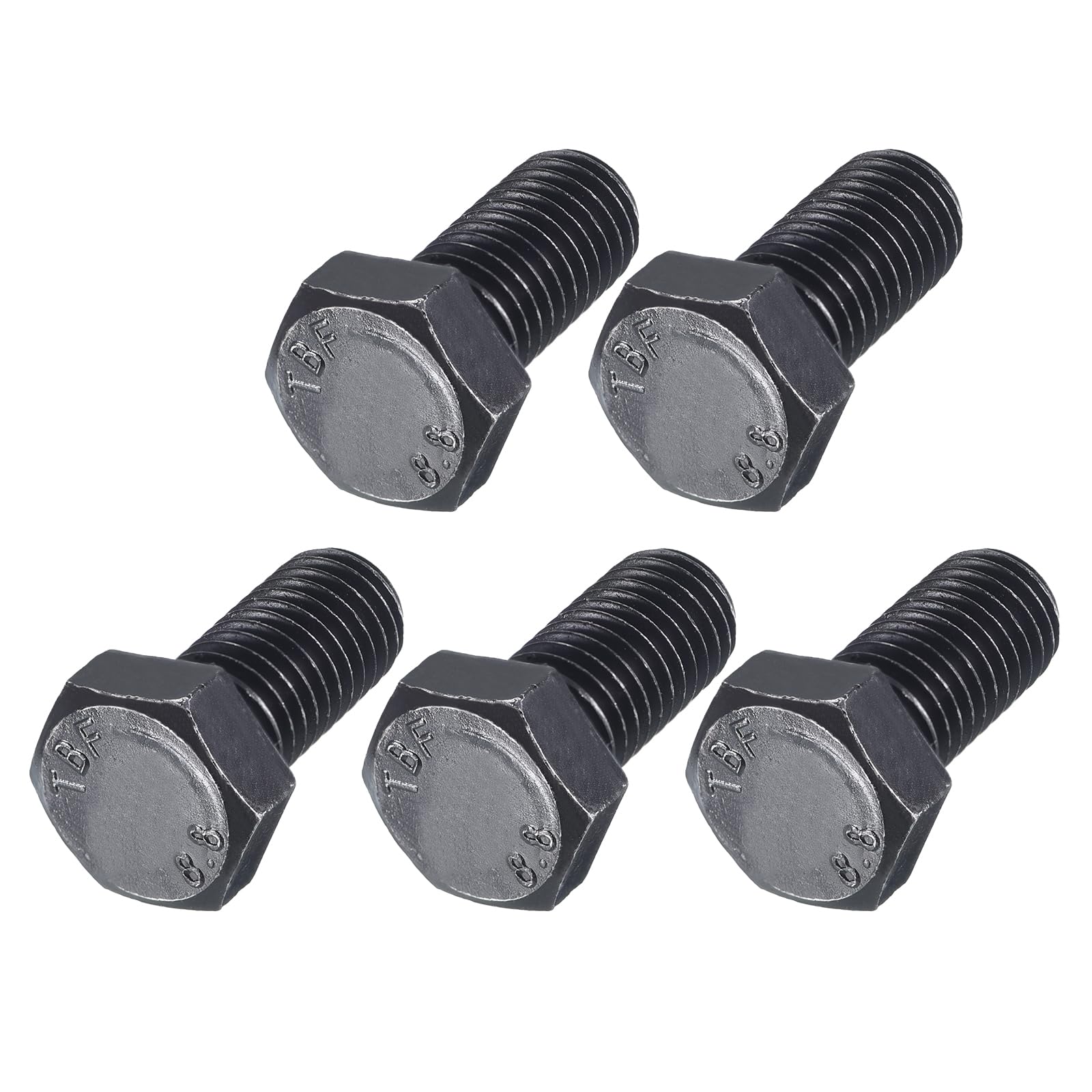 METALLIXITY Hex Bolts (M12-1.75x25mm) 5Pcs, 8.8 Grade Carbon Steel Fully Threaded Black Oxide, Coarse Thread UNC Hex Head Screw Bolt - for Furniture Repair — image 1