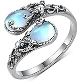 jiulegufa Moonstone Spoon Rings for Women 925 Sterling Silver Spoon Rings Vintage Thumb Ring Gifts for Women