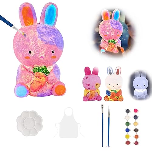 FILOEEX Paint Your Own Animals Lamp Kit,Painting Kit for Kids,DIY Cat Crafts Painting Kits for Girls Boys,Activities Art Supplies,DIY Crafts Night Light for Girls Boy Birthday Gift Ages 6-12 (Rabbit)
