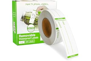 NATURALABEL 300 PCS Removable Freezer Labels with Dispenser - 1" x 3" Food Labels for Meal Prep Containers, Easy Peel-Off Des