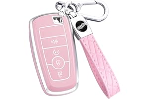 AAWQVRG Key Fob Cover for Ford - Premium Soft TPU Shell Full Protection Case with Keychain, Fits Bronco Sport Maverick Ranger Explorer Expedition Escape Edge Mustang F150 F250 F350 Fusion, Pink 4-Button