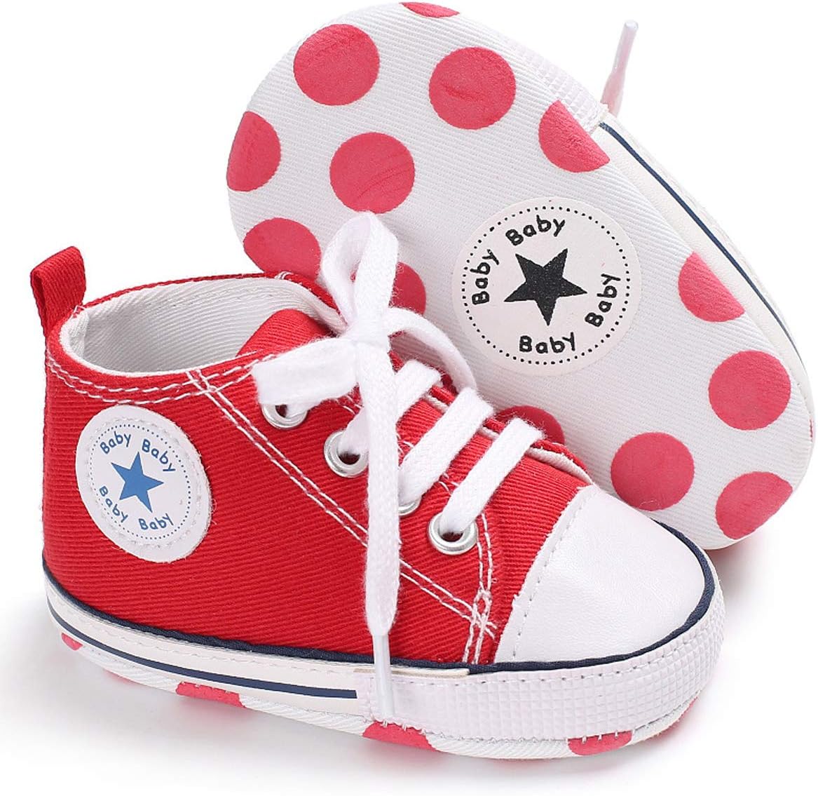 Baby Girls Boys Canvas Shoes Soft Sole Toddler First Walker Infant High-Top Ankle Sneakers Newborn Crib Shoes