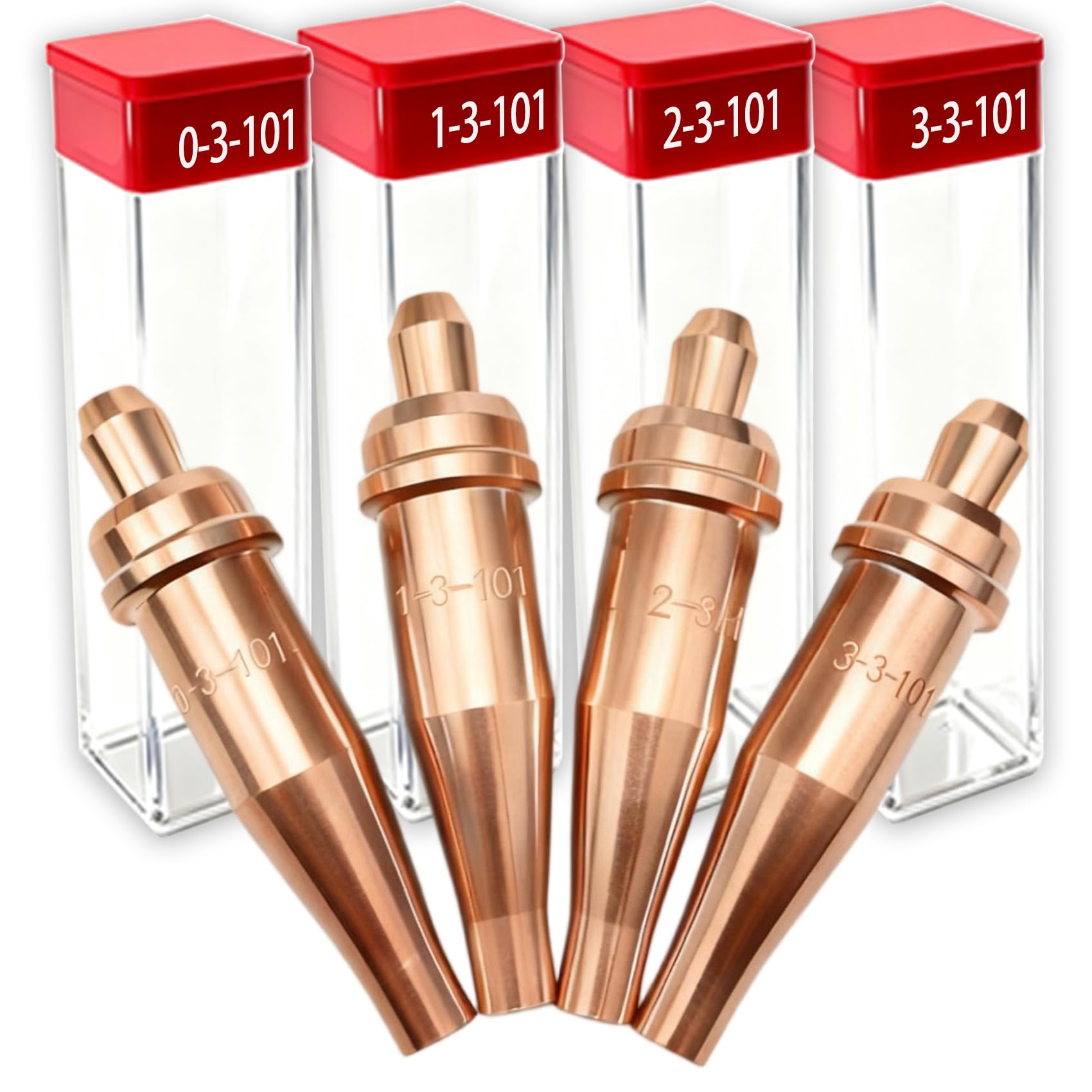 Photo 1 of 3-101 Acetylene Cutting Torch Tips for Victor Cutting Torch Kit, Cutting Torch Welding Nozzle 3-101 Series Includes 0-3-101 1-3-101 2-3-101 3-3-101 Fit V-Style Light/Medium Duty Torch - 4PCS