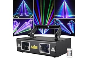 WorldLite Stage Party Lazer Light 3D RGB Full Color with DMX512, Music Sound and Remote Control, Great for Disco, Nightclub, 