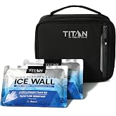 Titan Lunch Box, 2 Ice Packs, 6 Hours of Fridge Cold, Black Ice | Durable, insulated lunch bag with leak proof, easy clean lining, keeps food fridge cold up to 6 hours, for adults and kids
