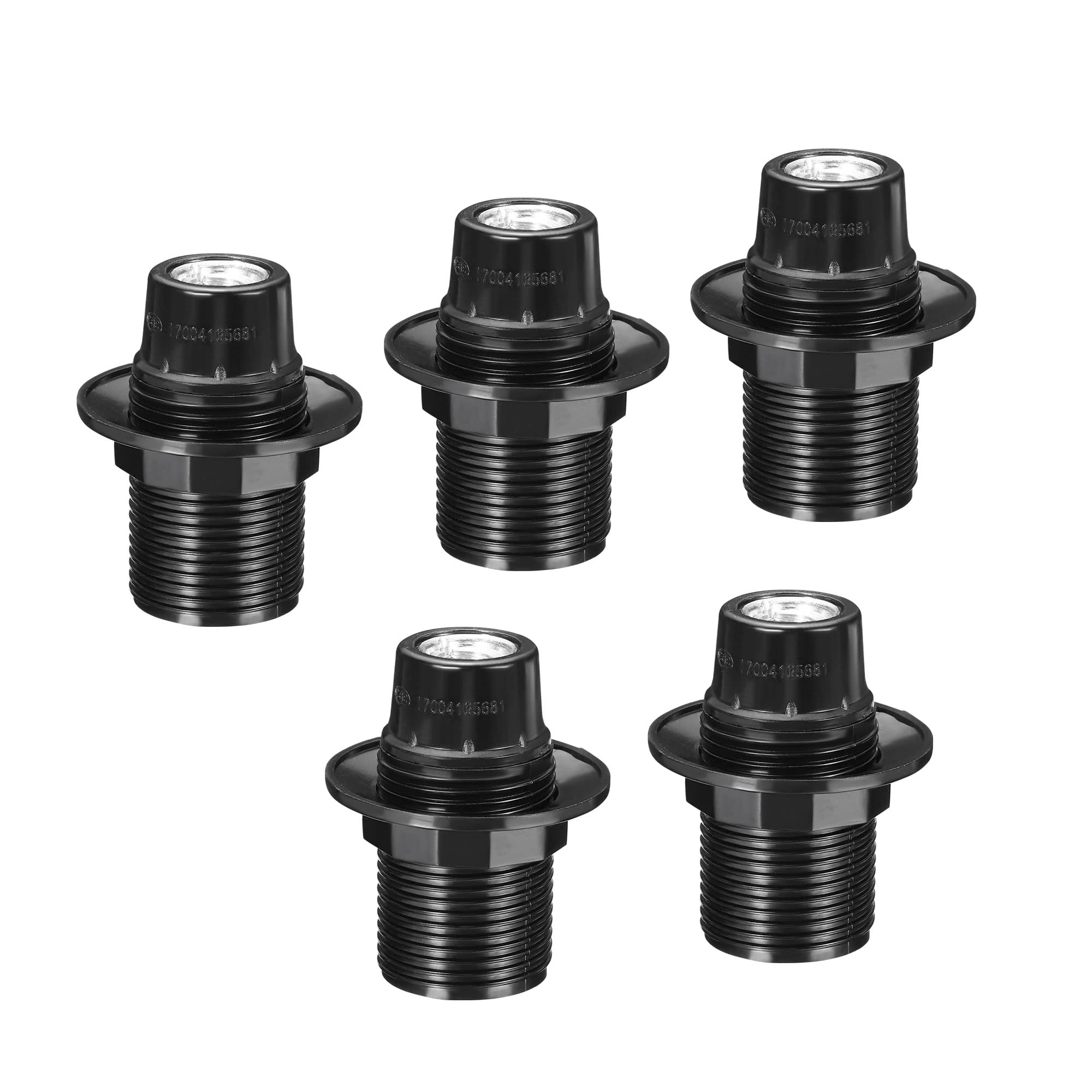 PATIKIL E14 Bulb Holder Light Socket, 5 Pack Screw Fully Thread LED Bulb Lamp Holder for Pendant Lights, Black