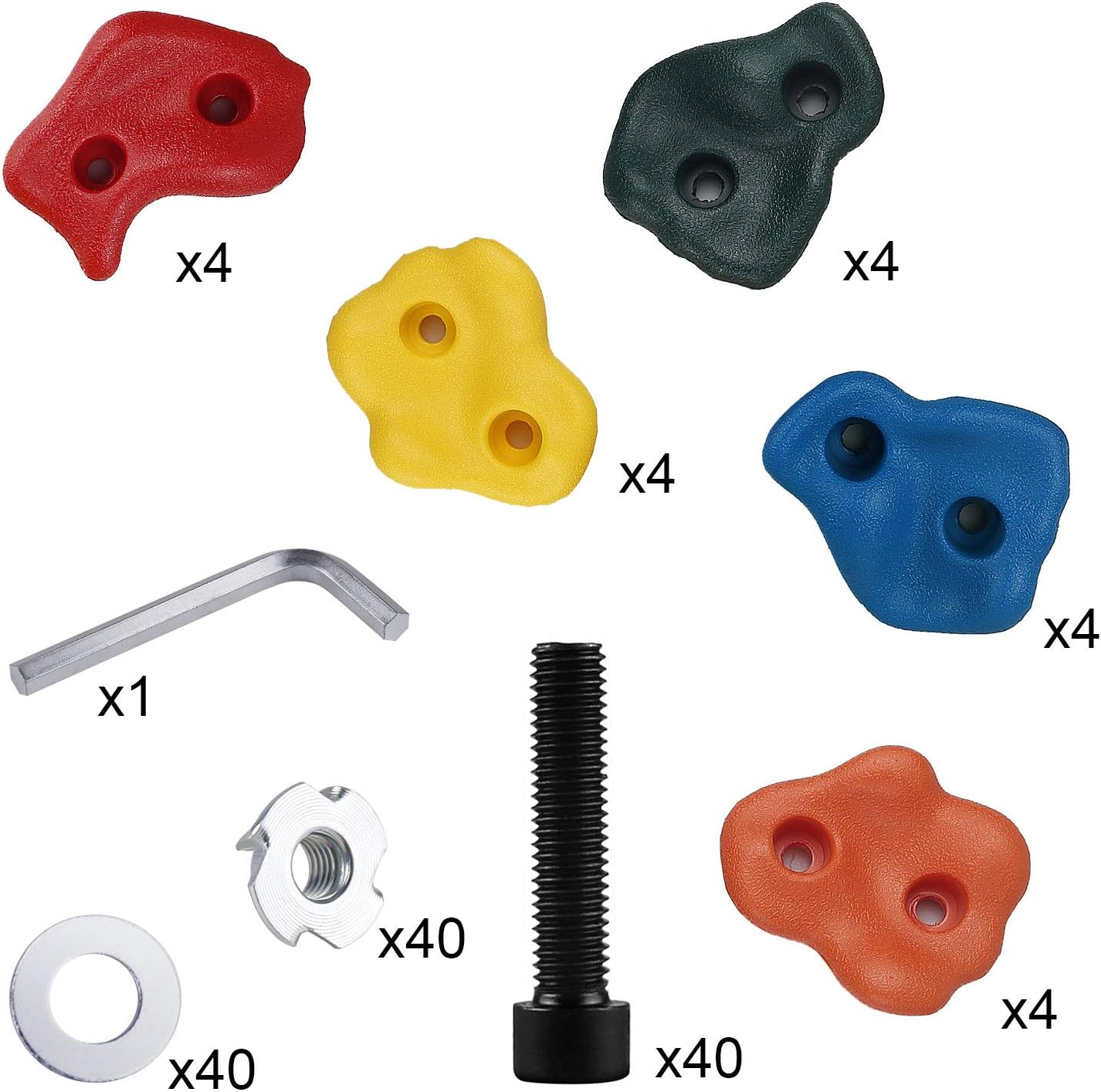 KINYONG 20 Climbing Holds,Rock Climbing Holds for Kids with Safety Rock Plugs to Protect Little Finger,Mounting Screws and Hardware for Rockwall Climbing Holds Kids Indoor and Outdoor Play Set Use: Toys & Games