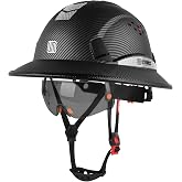 UM ULTRAMAXX Full Brim Hard Hat with Built-in Visor, ANSI Z89.1 OSHA Approved Construction Safety Helmet with Chin Strap for Men Women