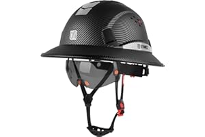 UM ULTRAMAXX Full Brim Hard Hat with Built-in Visor, ANSI Z89.1 OSHA Approved Construction Safety Helmet with Chin Strap for 