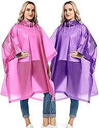 Borogo 2 Pack Rain Ponchos for Adults Reusable