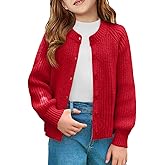 Haloumoning Girls Cardigan Button Down Long Sleeve Chunky Knit Sweater Fall Cute Outerwear Coat 5-14Y