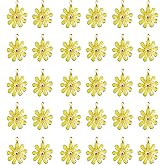 Honbay 30PCS Enamel Alloy Daisy Flower Charms Pendant Bead Charms for Earrings Bracelets Necklaces Jewelry Making and DIY Crafts