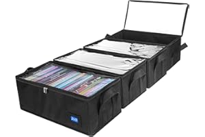 BOATISLE DVD Case Holder with Handles and Clear Lid, 4-Pack Black – DVD Storage Box with Label Slots, Portable Organizer for Media Collection and Efficient Storage