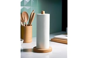CHAUNCEY HOME Wooden Paper Towel Holder Stand - Kitchen Paper Hanger Rack Bathroom Towel Roll Stand Organizer Simply Standing Countertop Paper Roll Holder, WPTH, Large