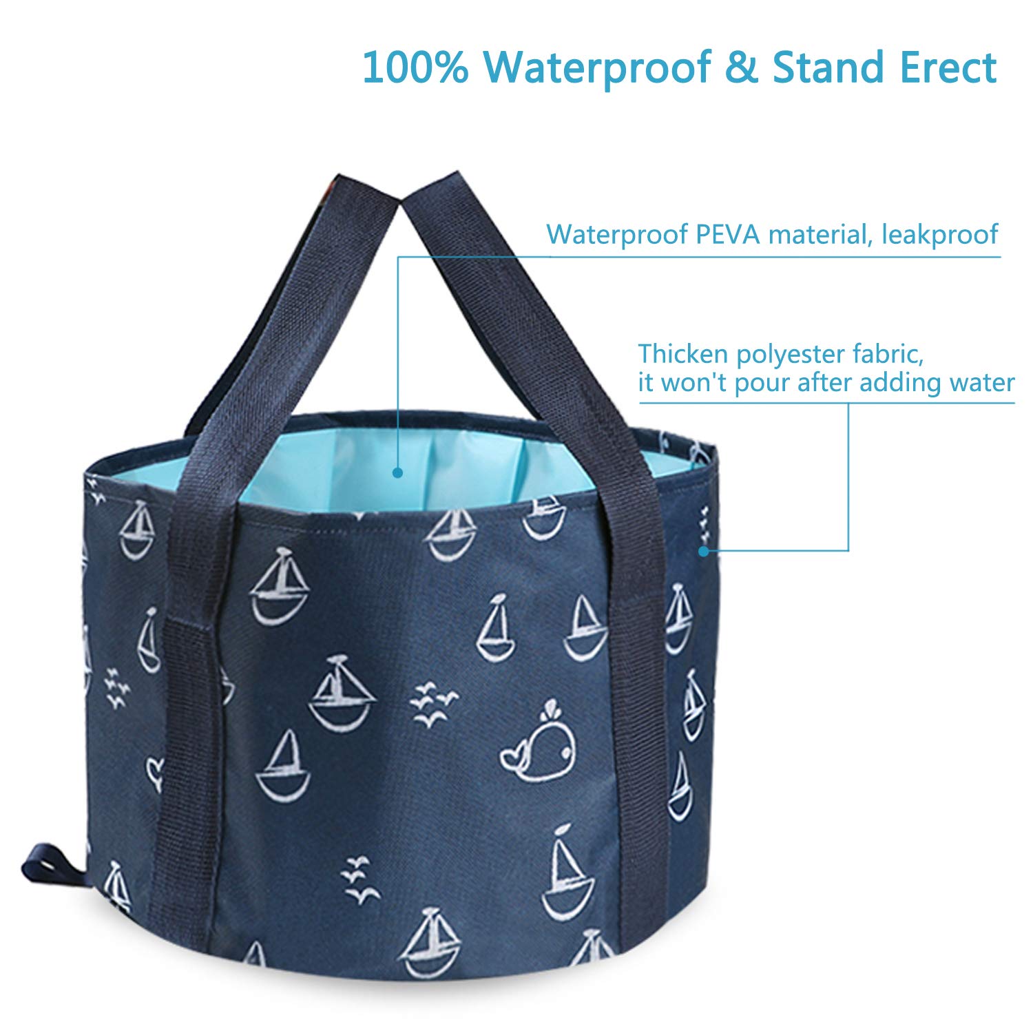 Collapsible Foot Bath Tub for Travel, Portable Foot Soak Spa Basin Multifunctional Folding Water Bucket for Soaking Feet, Washing Vegetables and Fruits, Outdoor, Camping (17L, Dark Blue): Beauty