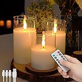SORALEK 3-Pack Rechargeable Flameless Candles with Remote Control and Timer Function, 3D Realistic Flickering Flames, USB Battery Powered for Christmas Home Decoration Wedding Party Holiday