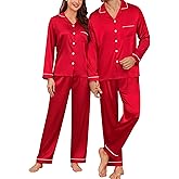 YOZLY Couples Matching Pajamas Set Christmas Family Matching Pajamas Festival Party Pjs Set Button Down Sleepwear S-XXL