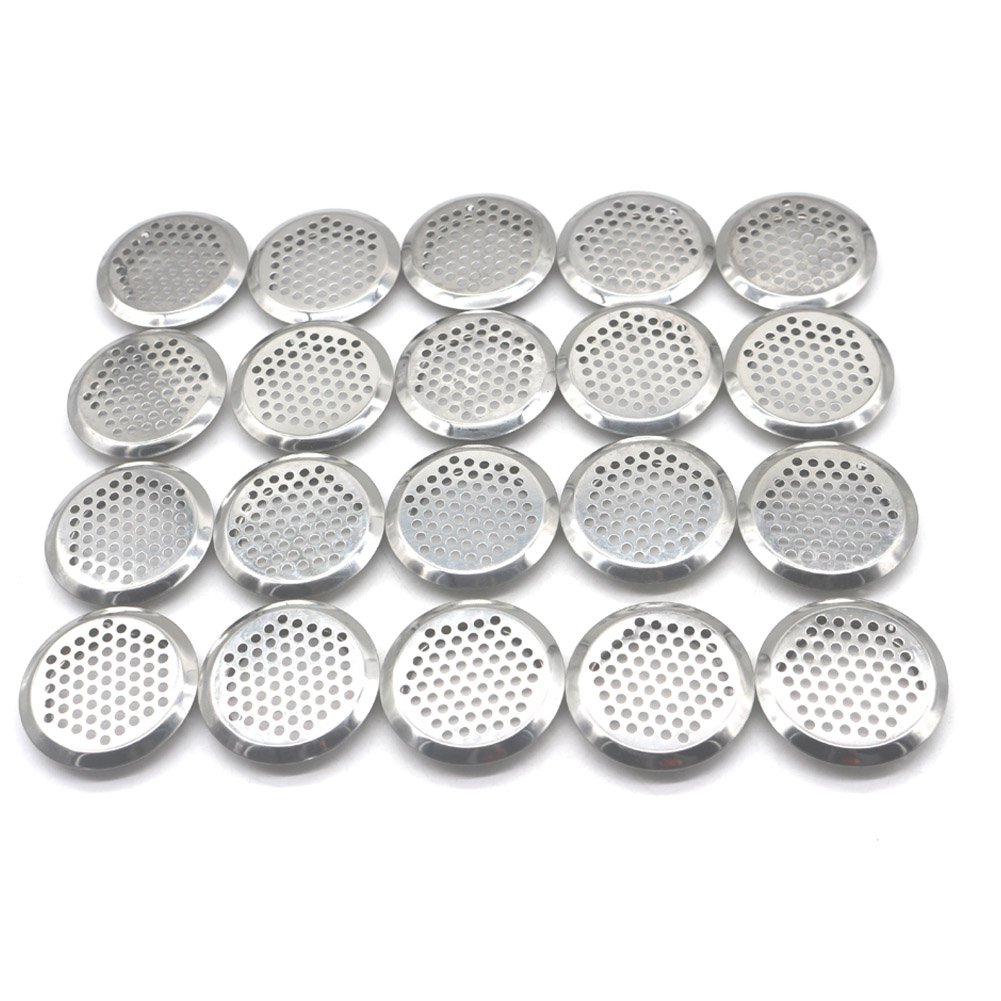 Sky With Pack of 20 65 mm Stainless Steel Round Ventilation Grille Air Vent Cover for Silver Ventilation Grille Air Vent