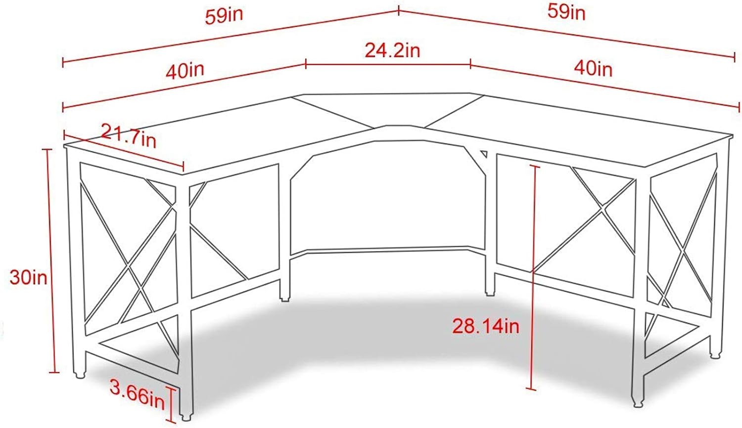 Mr IRONSTONE L-Shaped Desk 59" Computer Corner Desk, Home Gaming Desk, Office Writing Workstation, Space-Saving, Easy to Assemble (Vintage): Kitchen & Dining