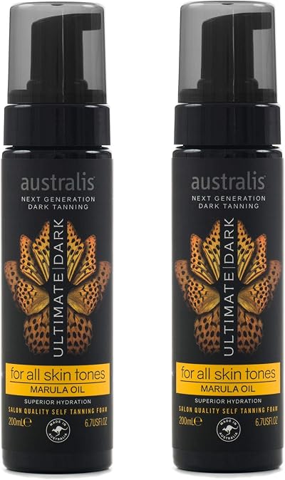 Australis Ultimate Dark Self Tanning Foam 200ml x2 - All Skin Tones - Marula Oil
