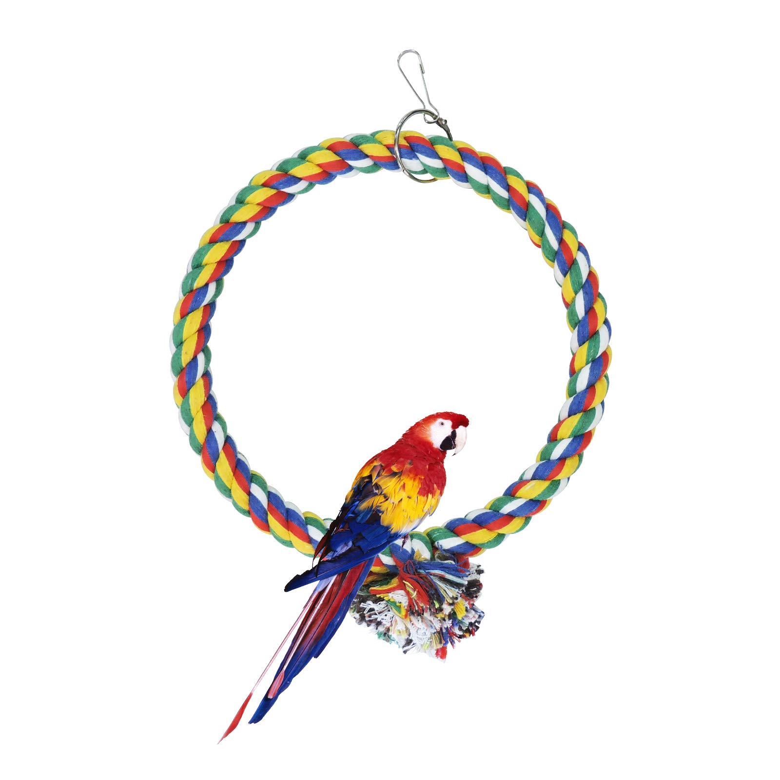 Andiker Bird Swing, Cage Hanging Toys Cotton Rope Swing Bite Resistance Perches Toy Parrot Toy Boredom Breaker for Budgie, Cockatiels, Conures, Finches, Small Parakeets (M 18cm)