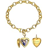 GoldChic JEWELRY Personalized Heart Bracelet That Holds Pictures for Women, Stainless Steel Custom Adjustable Link Locket Bracelets in Gold/Black Customized Gifts for Mother Wife Loved One