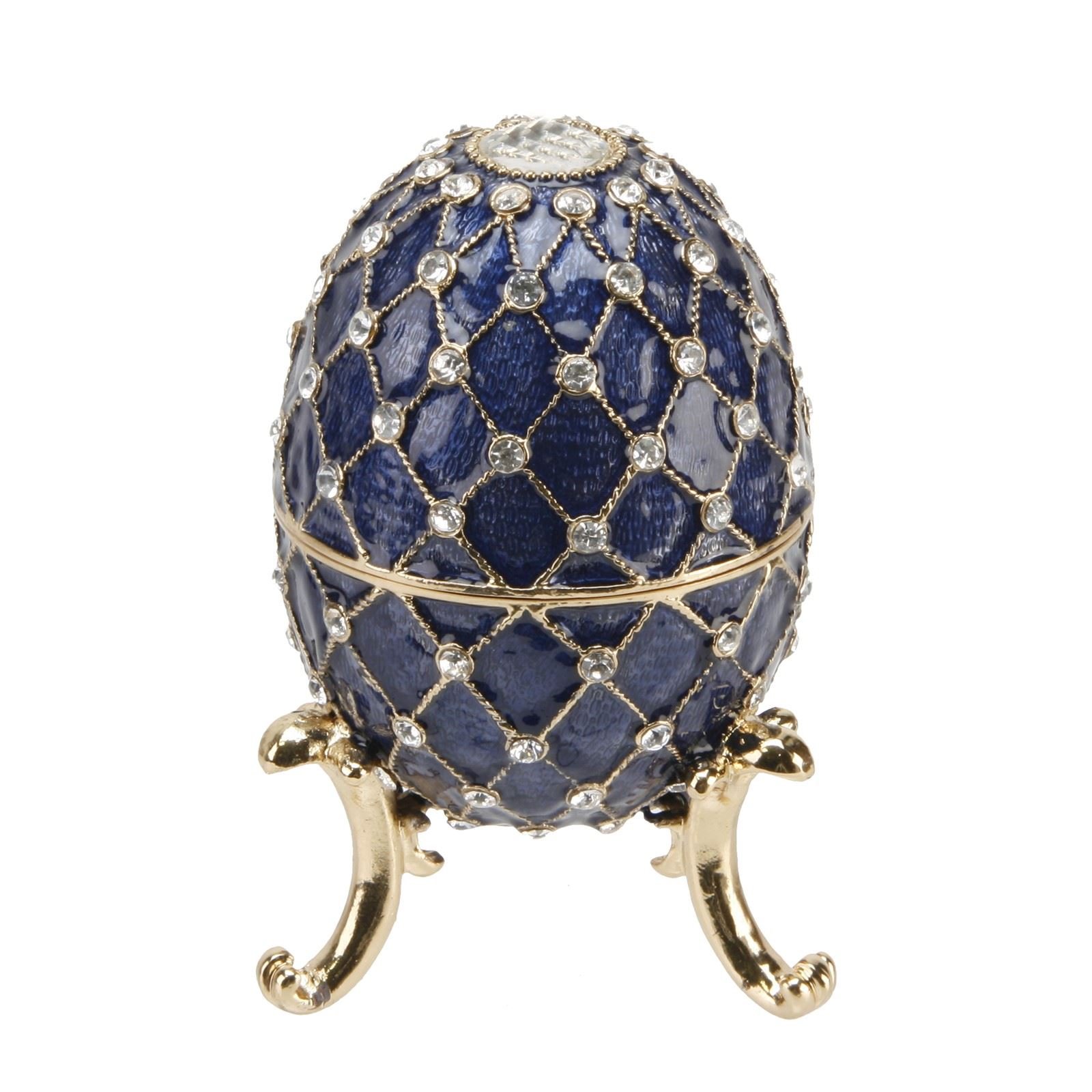 Large Blue Ornate Egg Treasured Trinkets Keepsake Box Juliana