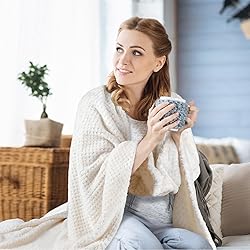 Newwiee 4 Pcs Flanne Fleece Throw Blanket for Bed