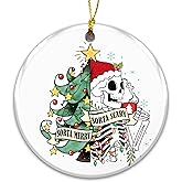 Skull Christmas Ornament – Sorta Merry Sorta Scary Funny Skeleton Santa Claus – Unique Xmas Tree Decoration, Home Décor Gift for Friends & Family