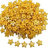 Queenbox 50 Pcs 12mm Five-Pointed Star Buttons with 2 Holes, Resin Sewing Buttons for Knitting Crafting Sewing Clothes, Gold