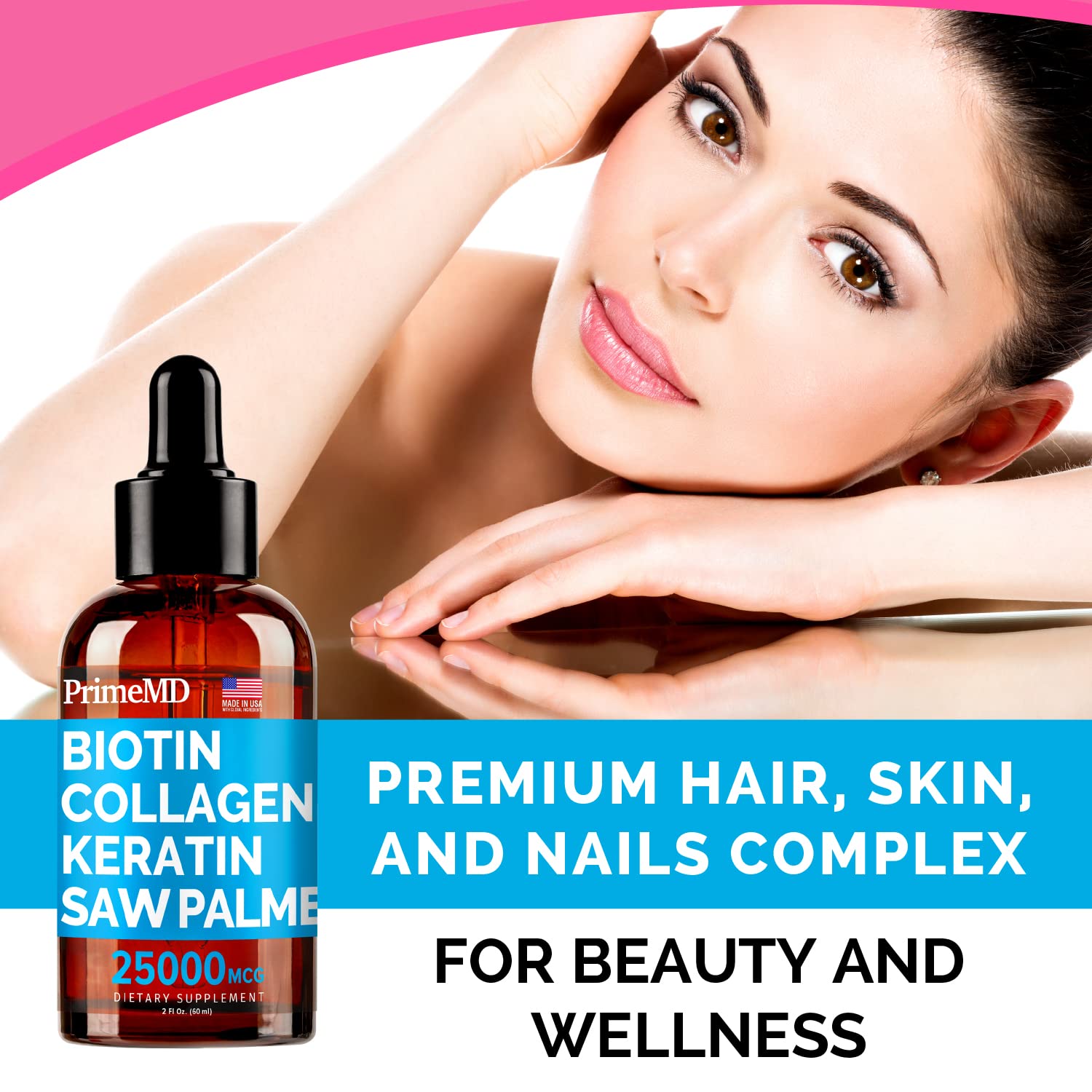 Mua 4-in-1 Liquid Biotin Collagen Keratin Saw Palmetto Drops (2 fl oz ...