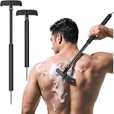 VEYLA Nick-Free Back Shaver for Men, 17.7" Long Handle, Safety Net Blade | 4.9" Wide Replaceable Blade, Extendable Aluminum Alloy Handle, DIY Wet &amp; Dry Back Hair Removal, Easy Self-Grooming