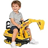 Qaba Kids Ride-on Excavator with Digger, Pretend Play Construction Truck with Under Seat Storage, Realistic Sound, Treaded Wh