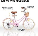 Glerc 24 Inch Girls Cruiser Bike 6-Speed Pink with Wicker Basket view 5