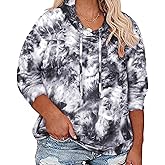RITERA Women's Plus Size Hoodies Tie Dye Hoodie Long Sleeve Sweatshirts Drawstring Pullover Casual Sweater top L-5XL