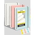 SUNEE Graph Paper Notebook - 3 Pack A5 Spiral Grid Notebook, 5.7" x 8.3", 5 X 5mm Graph Ruled (5 sq/in), 120gsm Thick Paper, 80 Sheets, Blue, Pink, Transparent