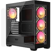 darkFlash DS900 ATX Mid Tower PC Case, 270&deg; Panoramic Dual Tempered Glass, 4&times; PWM ARGB Fans Included, Type-C Front I/O, Supports 360mm Radiator, Black