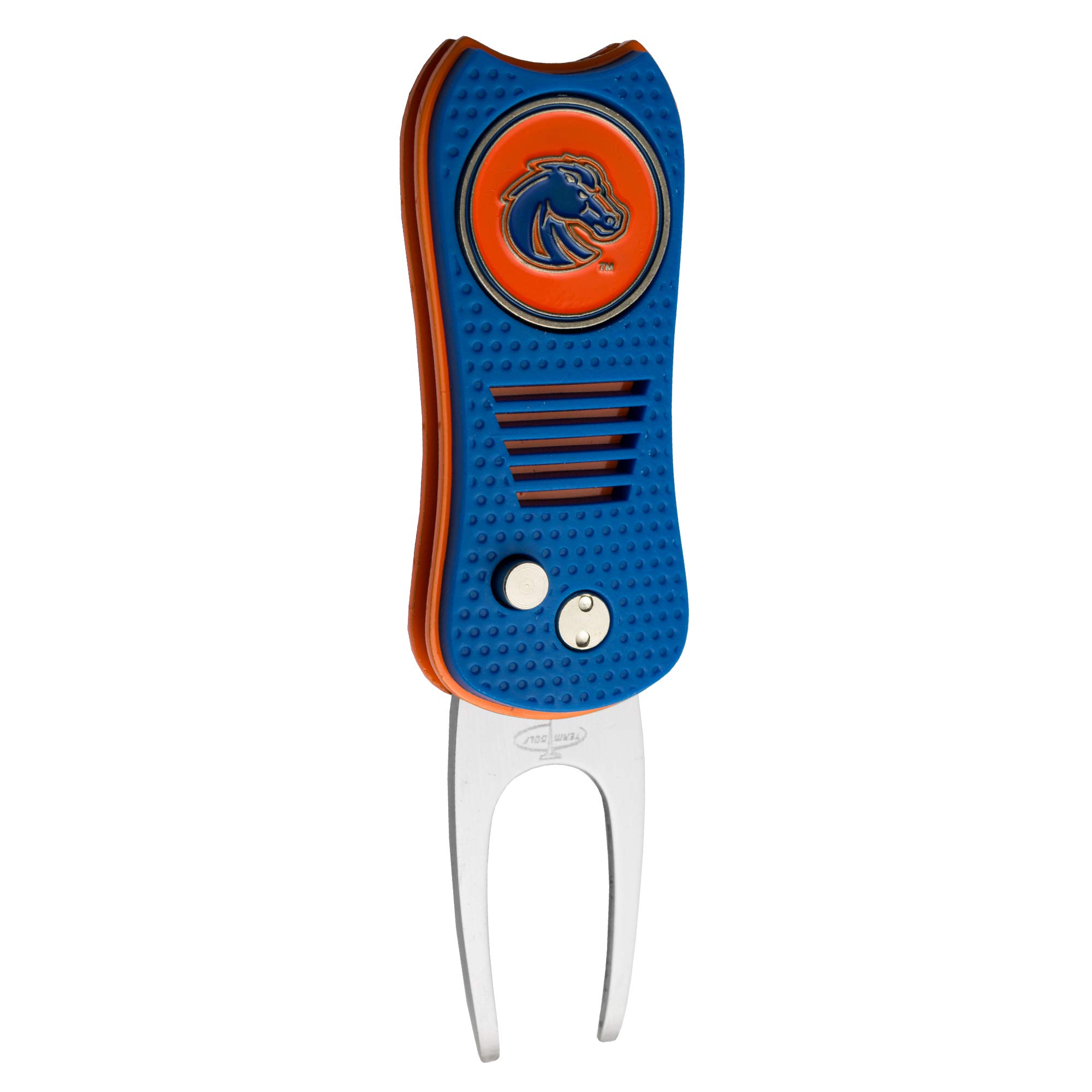 Team Golf NCAA Boise State Broncos Retractable Divot Tool with Double-Sided Magnetic Ball Marker, Features Patented Single Prong Design, Causes Less Damage to Greens