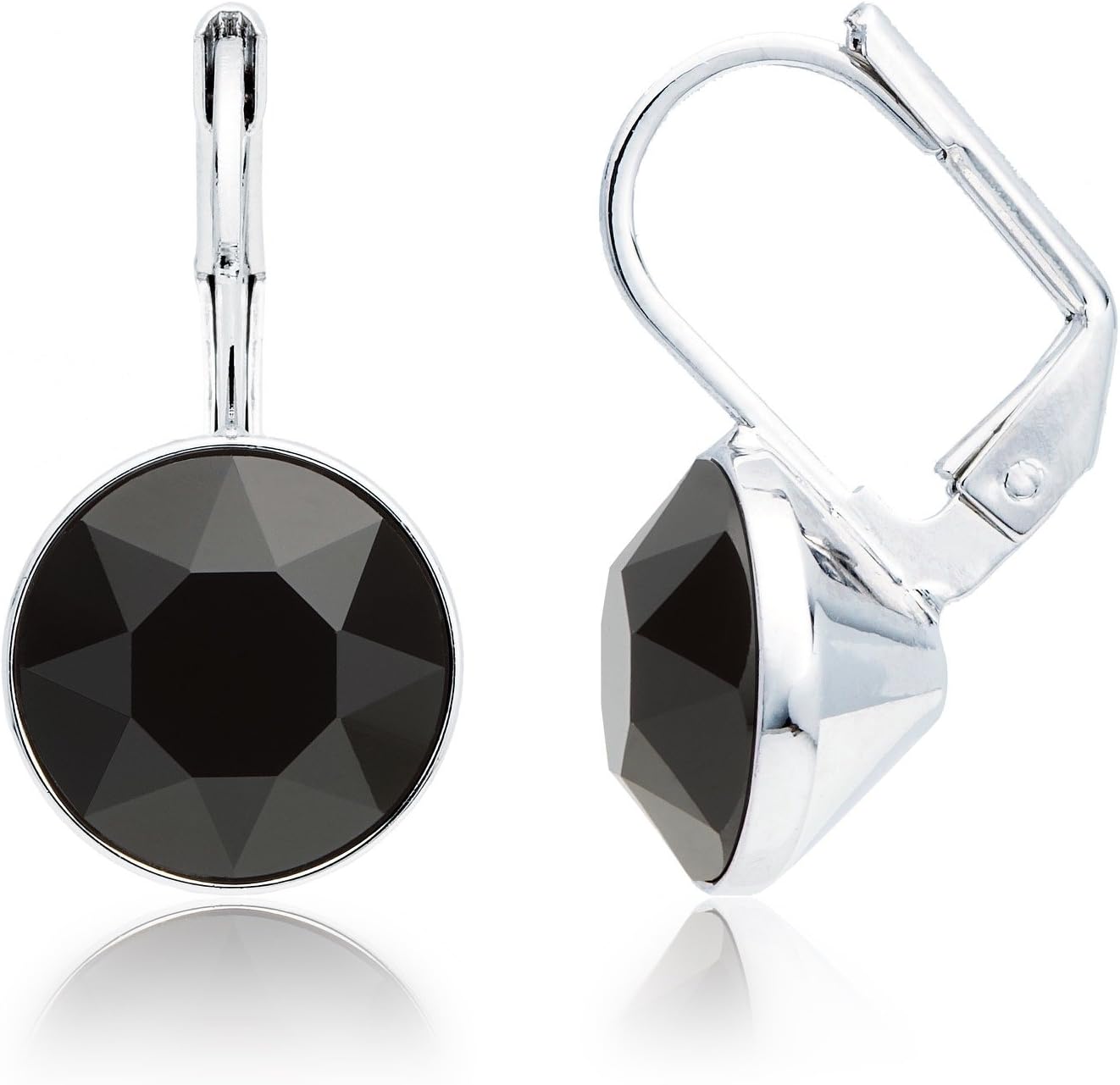 MYJS Bella Earrings with 4 Crt Jet Black Crystals Rhodium Plated