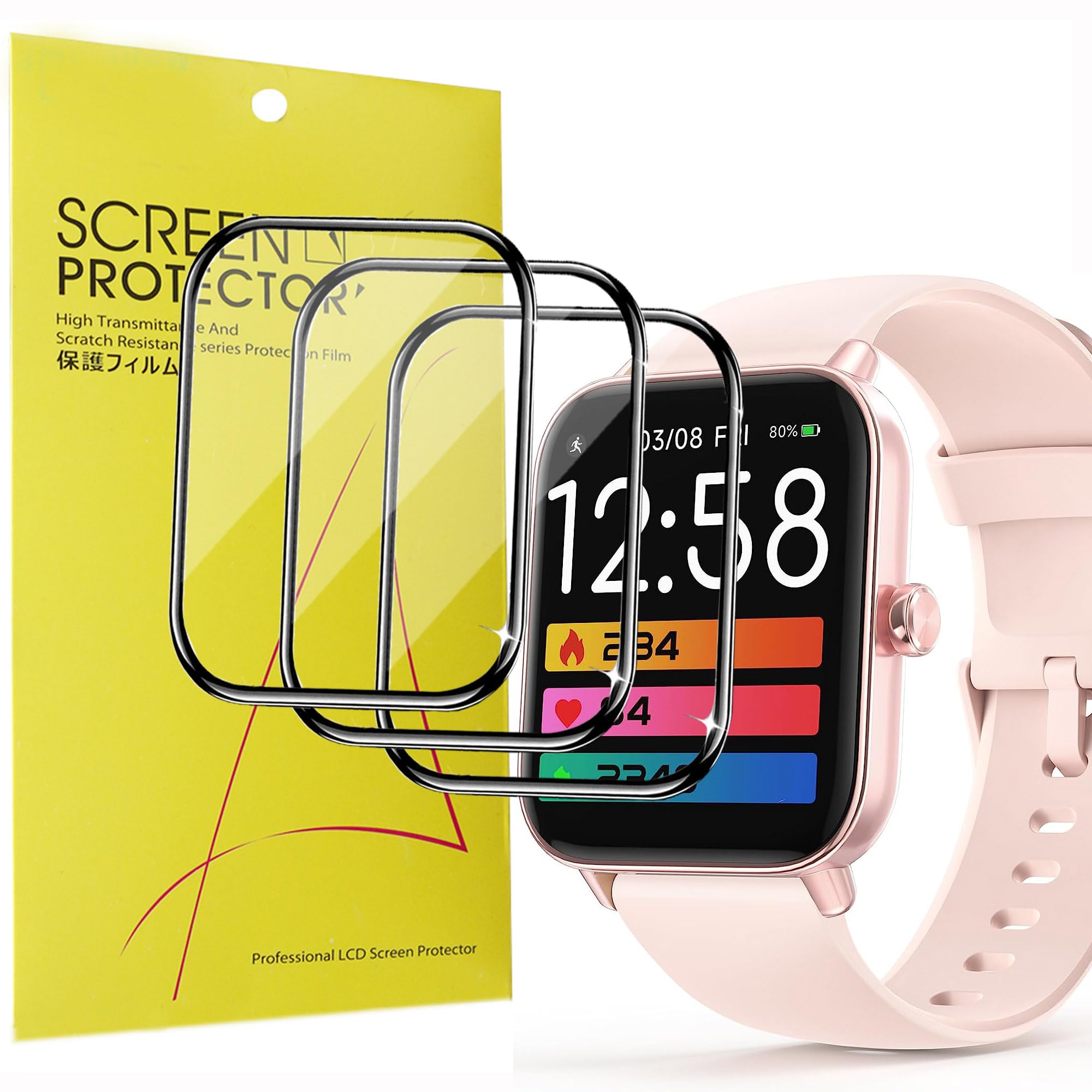 for MILOUZ Smart Watch Screen Protector, [3 Pack] 3D Full Coverage PET Soft Screen Protector Film Compatible for MILOUZ IDW19 1.8 Inches Watch/Amzhero Fitness IDW19 1.8 Inch/A-TGTGA IDW19/TOOBUR IDW19