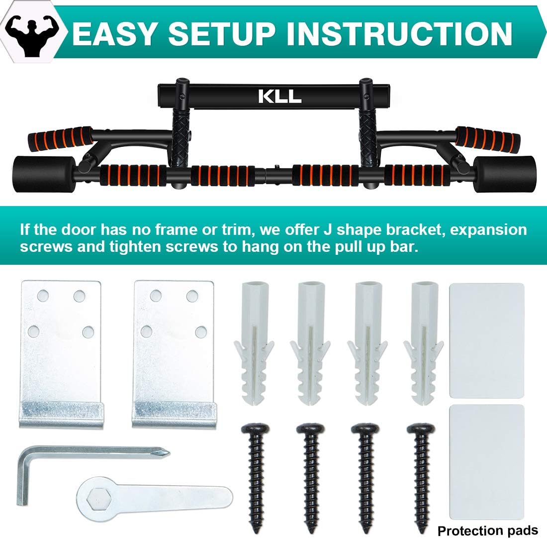 KLL Pull up Bar for Doorway, Multifunctional Strength Training Pull-up Bars for Home Gym Exercise, Doorway Pullup Chin up Bar No Screws with Upgraded Thickened Steel & 440LBS(180-days Free Return) : Sports & Outdoors