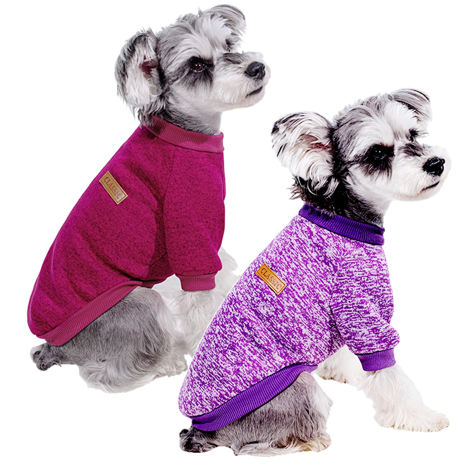 Photo 1 of 2 Pack Dog Sweaters for Small Dogs - Warm Winter Puppy Sweaters Cute Soft Dog Clothes Outfit Pet Costume for Boy Girl Doggie, Cat, Bulldog Pug Yorkie Kitten Chihuahua