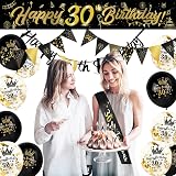 Yontree 14-Piece 30th Birthday Decoration Kit Gold Black Banner Bunting Balloons view 5